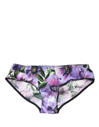 Dolce & Gabbana Womens Multicolor Floral Mid Waist Brief Panty Underwear Silk Elastane Clothing