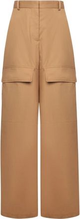Stella McCartney Wijde Broeken - Dames - Wijde Broeken - Beige - S - Katoen - Broeken