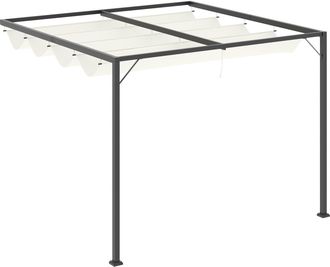 OUTSUNNY Outdoor Pergola Retractable Canopy Wall Mounted Gazebo