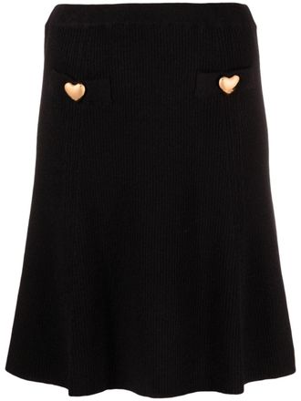 Moschino heart-embellished virgin-wool skirt - women - Virgin Wool - 40 - Black