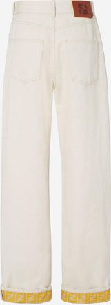 Fendi Womens Jeans Cotton-Linen Beige