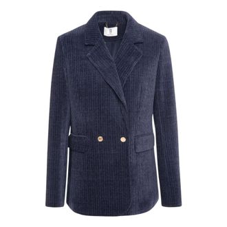 Fracomina Blazer Lungo in Velluto - - Jackets - Donna - Blu - S
