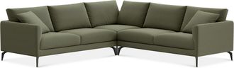 Castlery Lena L-Shaped Sectional Sofa Customized, Moss Performance Fleece, Matte Black Legs, Spill Resistant, Removable Covers for Castlery Sofas