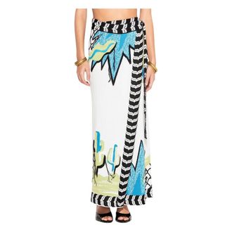 Akep Maxi Skirts, female, Multicolor, Size: M Long Graphic Maxi Skirt