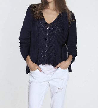 Label+Thread Abigail Cable Vee In Navy