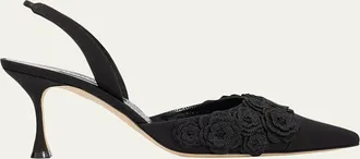 Manolo Blahnik 70mm Svemutasli Gala Floral Slingback Pumps