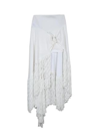 Philosophy di Lorenzo Serafini White Viscose Polyamide Asymmetrical Long Skirt
