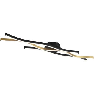 Trio leuchten - plafoniera blaze a led ondulata metallo ottone e nero con regolazione intensita e temperatura luce con interruttore l. 108CM
