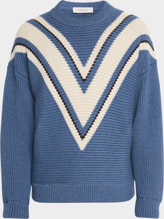 Golden Goose Mens Journey Wool Jacquard V-Style Crewneck Sweater