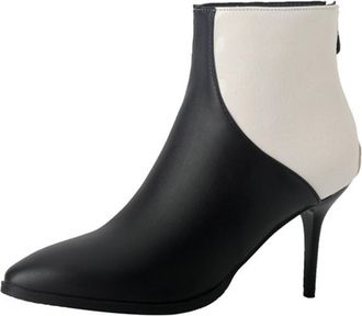 Generic Womens Chic Pointed Toe Ankle Boots with Back Zipper for Party & Evening Wear,White,7.5 UK