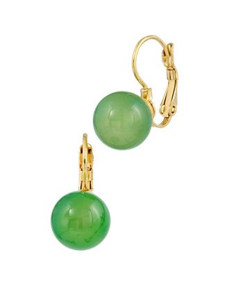 Savvy Cie Jewels 18K Plated Green Jade Drop Earrings