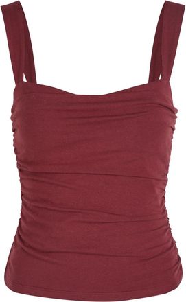 Reformation Trish Ruched Stretch-cotton top - Burgundy - XL (UK16 / XL)