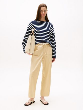 Tommy Hilfiger Womens Stretch-Cotton Patch Pocket Culotte - Beige - 10