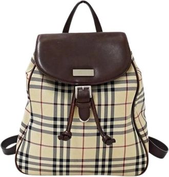 Burberry Pre-owned Vintage Canvas Backpack - Dames - Vintage Rugzakken - Beige - ONE Size - Vintage