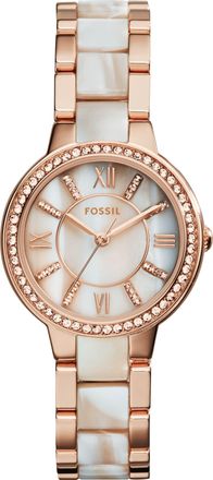 Fossil Womens Virginia 30mm Three-Hand, Rose Gold-Tone Stainless Steel Watch
