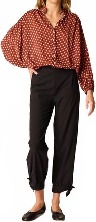 Natalie Martin Rayon Print Iris Top In Cappuccino Polka Dot