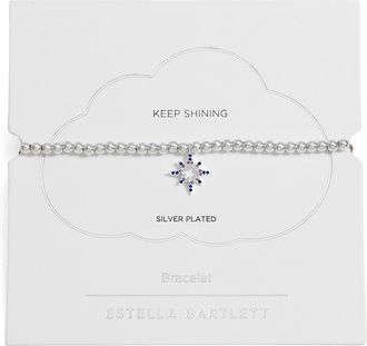 Estella Bartlett Sienna North Star Beaded Stretch Bracelet in Silver at Nordstrom