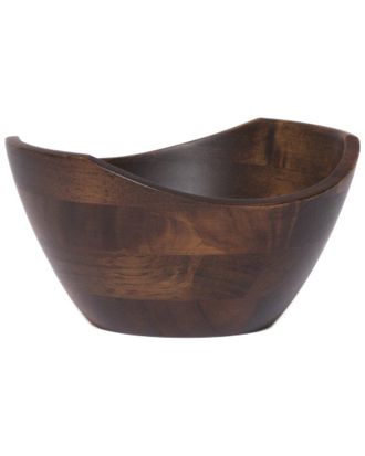 Lipper International Set of 4 Walnut Finish Small Wavy Rim Bowls