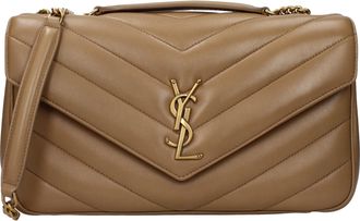 Saint Laurent Damess Loulou Schoudertas Bruin/Lichtbruin Leer