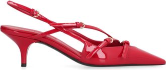 Miu Miu Womens Patent Leather Slingback Pumps Red Calf