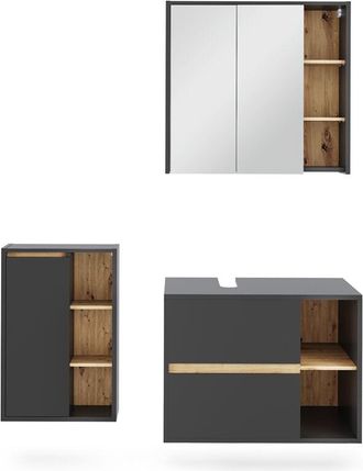 Vicco Conjunto De Muebles De Ba&ntilde;o Viola, Gris/artisan, 3 Partes, Vicco