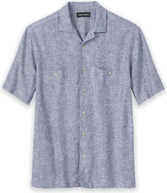Paul Fredrick Slim Fit Linen Blend Solid Casual Shirt