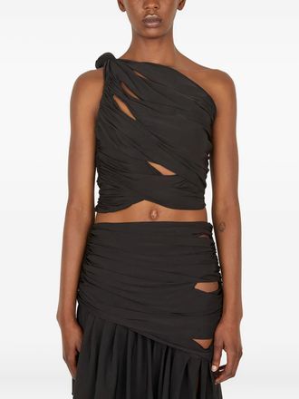 Di Petsa asymmetric-neck cut-out tank top - Black