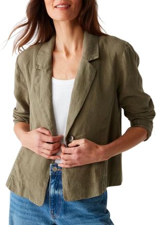 Michael Stars Womens Pearson Linen Blazer In Camo
