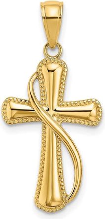 Diamond2Deal 14k Yellow Gold Cross With Drape Charm Pendant