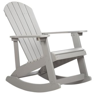 Beliani Silla Mecedora Gris Claro De Madera Sint&eacute;tica Resistente A La Intemperie Estilo Moderno Adirondack