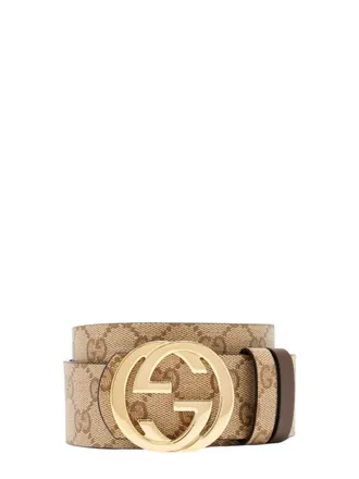 Gucci Beige GG Logo Reversible Belt