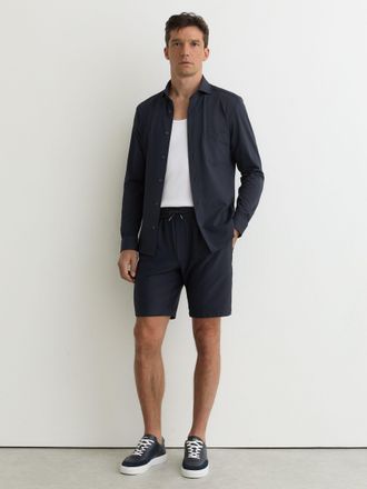 Reiss Navy Seersucker Drawstring Shorts, 28