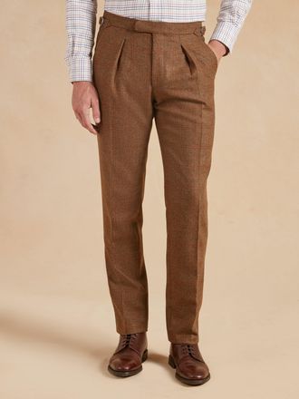 Oliver Brown Pleated Trousers - Ambermoore Plaid Tweed