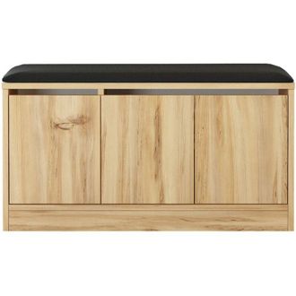 Mobili Rebecca Panca Scarpiera Rebecca Mobili Salasal 46x89,5x35,5 Truciolato Similpelle Rovere Chiaro Grigio Scuro Moderno