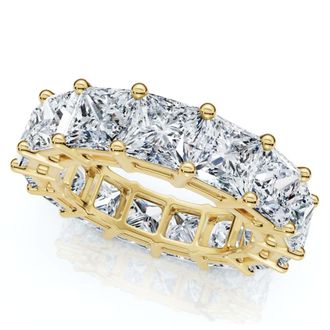 Pompeii3 8Ct Princess Cut Diamond Eternity Ring 14k Gold Lab Grown 4.5mm Wide