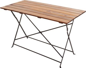 Hhg [non Utilizzato] Tavolo Pieghevole Da Esterno Hhg-438 120x60cm Acciaio Legno Di Acacia Marrone