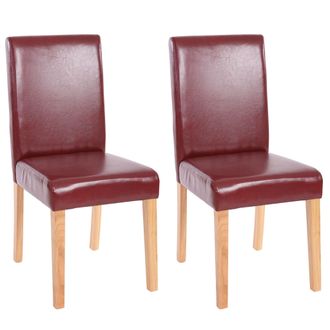 Hhg Hhg - Juego De 2 Sillas De Comedor Silla De Cocina Littau, Polipiel, Marr&oacute;n Rojizo, Patas Claras