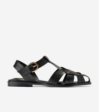 Cole Haan Womens Rosette Fisherman Sandals - Black Size 10.5