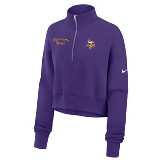 Nike Minnesota Vikings Phoenix Nike Womens NFL Cropped 1/4-Zip Crew in Purple | 01N951L9M-DJR