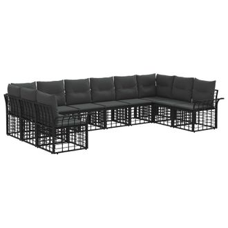 vidaXL Conjunto De Sof&aacute;s De Exterior 10 Pcs Negro Y Gris Oscuro Vidaxl