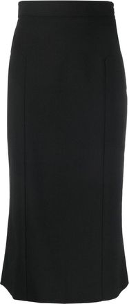 Alberta Ferretti high-waisted pencil skirt - women - Virgin Wool/Polyamide/Spandex/Elastane - 46 - Black