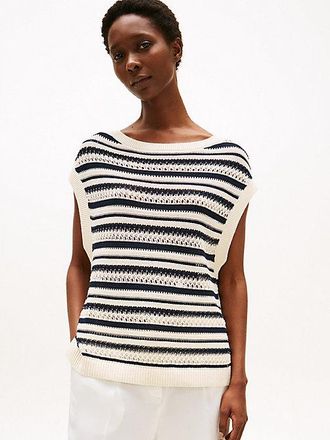 Tommy Hilfiger Crochet Relaxed Sleeveless Boat Neck Jumper
