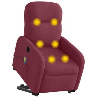 vidaXL Vidaxl - Sill&oacute;n De Masaje El&eacute;ctrico Reclinable Elevable Tela Rojo Tinto
