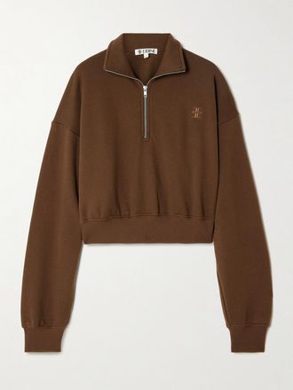 &Eacute;terne Pullover Cropped In Jersey Di Misto Cotone E Modal Con Logo Ricamato - Marrone