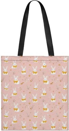 Generic Cartoon White Rabbit Flower Tote Bag for Women Men Shoulder Bags Purses Pouch Handbags