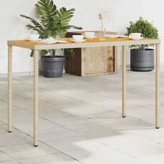 vidaXL Mesa De Jard&iacute;n Superficie De Madera Rat&aacute;n Pe Beige 115x54x74 Cm Vidaxl