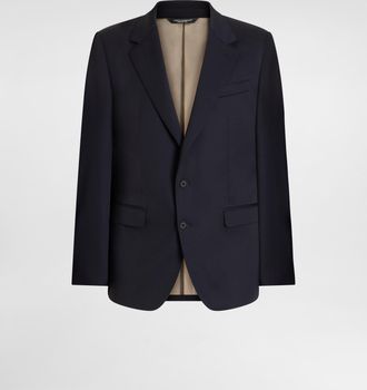 Dolce & Gabbana Taormina Single-breasted Jacket In Technical Wool - Man Suits And Blazers Blue 48