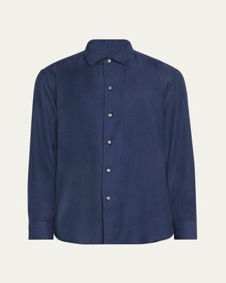 Brioni Mens Cotton Twill Sport Shirt