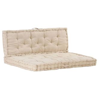 vidaXL Cojines Para Muebles De Palets 2 Unidades Algod&oacute;n Beige Vidaxl