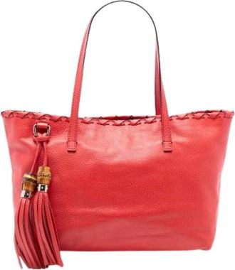 Gucci Pre-owned Tote Bags, female, Red, Size: ONE SIZE Pre-owned Tassel Tote Bag